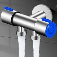 1 Inlet and 2 Outlet Dual Control Handle Stainless Steel Angle Valve,Bathroom Faucet Triangle Valves For Washing Machine Toilet