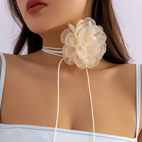 Exaggerated Elegant Big Rose Flower Clavicle Chain Necklace for Women Kpop Sexy Romantic Adjustable Rope Choker Y2K Accessories