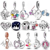 Original 925 Sterling Silver Charms Beads Family Friendship Love Heart Charms Pendants Fit Bracelet Necklace Jewelry Gift Making