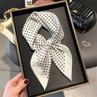 Luxury Polka Dot Print Shawl Square Scarf for Women Satin Wraps Neckerchief Female Hair Bands Ribbon Headband Bandana 70X70CM