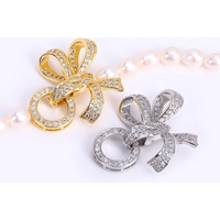 18K Gold Plated Inlaid Zircon 3 rings Bowknot Butterfly Pearl Clasps Fastener, DIY Pearl Jewelry Decoration Connector Clasps
