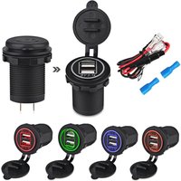 4.2A Dual USB Car Motorcycle Cigarette Lighter Dual USB Charger 12V-24V Car Moto Cigarette Lighter Sockets Power Plug Outlet LED