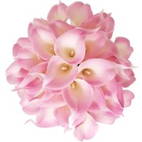 20 PCS Real Touch PU Latex Artificial Calla Lily Flowers for Wedding Bouquets, centerpieces, and Floral Decor (Blush Pink)
