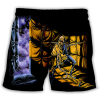 New Fashion 3D Print Gothic Vintage Horror Skull Summer Beach Shorts Streetwear Men Quick Dry Vacation Casual Shorts K01
