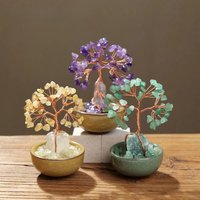 AliExpress Runyangshi 1PC Natural Crystal Lucky Tree with Rose Quartz Gravel And Agate Slice Base - Home Decor Money Tree Copper Wire Winding Design
