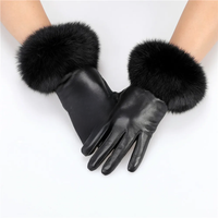 AliExpress SUPPEV&STTDIO New Arrival Wholesale Women's Real Sheepskin Leather Gloves With Rabbit Fur Cuffs Female Cycling Warm gloves Fleece Lining