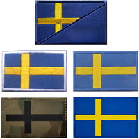 Sweden Flag IR Infrared Reflective Patches Appliqued PVC Rubber Flags Embroidered Patch For Clothing Backpack