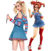 Movie Child's Play Cosplay Costumes Bride of Chucky T-shirt Dress Suit Halloween Carnival Party Fancy For woman