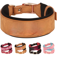 Customized Leather Dog Collar Personalized Wide Padded ID Collars Free Print Name Number For Medium Large Dogs Dogs Greyhound