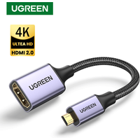 UGREEN Micro HDMI to HDMI Adapter 4K/60Hz 3D Micro HDMI to HDMI for GoPro Hero 7 Raspberry Pi 4 Sony Nikon Braided HDMI Cable