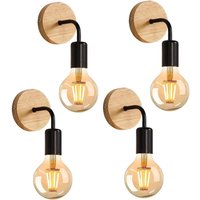 4 Pieces Vintage Wall Sconces, Interior Wall Lamp E27 for Bedroom, 360° Adjustable Black Wall Light for Hallway,Coffee