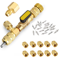 Valve Core Remover Installer Tool Kit with Dual Size 1/4 & 5/16 Port for with R22 R12 R407 R410 R404 R32 R600 HVAC System