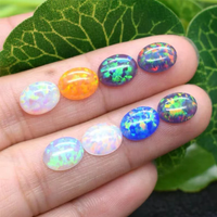 Natural Opal Ring 7x9mm Reiki Healing Semi-Circular Jewelry with Opal Inlay - Matching Earrings And Necklace Set Gift Set