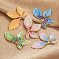2pcs Colored Stainless Steel Leaf Pendant DIY Jewelry Accessories Fashion Charm Necklace Earring Jewelry Wholesale Direct Sales