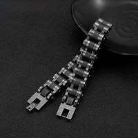 AliExpress supretu Punk Knight Bracelet Men Stainless Steel Motorcycle Bike Chain Black Wristband Hand Accessories Retro Jewelry Gifts Dropshipping