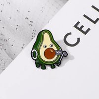 New creative Avocado Badge Personality cartoon cute expression Fruit Brooch Bow button Alloy paint badge