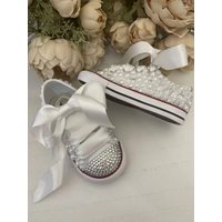 Kids Low Top Canvas Shoes DIY Customized Shoes Doll Beauty Pink Girl Party Sparkle Princess Rose Red Bling Pearls Sneakers