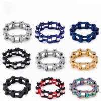 AliExpress Kalen KALEN Stainless Steel Gold Color Motorcycle Chain Rings For Men Boho Colorful Bike Chain Finger Man Ring Biker Party Jewelry Siz
