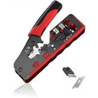 ZoeRax Cat7 RJ45 Crimp Tool compatible for Cat7/6a/6/5e Ethernet Cable with Cut/Strip Multi-function crimper With Spare blades