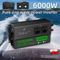 Heavy-Duty Car Power Inverter 4000W/5000W/6000W 12V to 220V with Smart Temperature-Controlled Fan, Multi-Port USB Charging, Euro Socket for Home & Outdoor Use