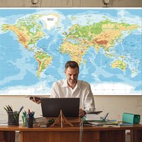 50x32in World Map Wall Hanging Picture Backdrop Canvas Polyester Painting Creative Poster Gift Home Office School Supplies