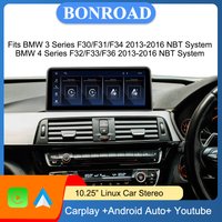 Bonroad 10.25" Wireless Carplay Android Auto Touch Screen For BMW 3/4 Series F30 F31 F32 F33 F34 F36 NBT System Linux Multimedia