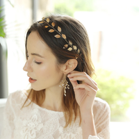 Bridal Jewelry Simple Metal Hair Bands Europe and The United States Wedding Headdress Handmade Gold Leaf Headband Female
