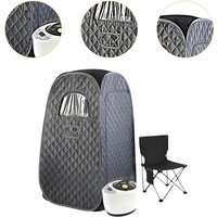 1 Portable Steam Sauna Set Home Spa Personal Sauna Box with Folding Chair Black Oxford Cloth for Home Relaxing Supplies