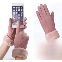 AliExpress NONE Women Winter Thick Plush Gloves Fashion Warm Suede Outdoor Guantes Lady Touchscreen Driving Gloves Sports Cycling Mittens