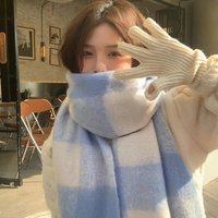 Korean Fashionable Scarves Large Checkered Pattern Thick Scarf for Woman Winter Outdoor Windproof Warm Scarves