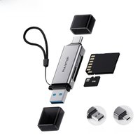 PULWTOP USB 3.0 SD Card Reader, 2-in-1 USB C Memory Card Reader for Digital Camera SD Card Viewer, Compatible with SD/TF