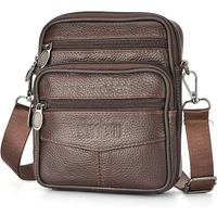 Men's New Genuine Leather Crossbody Bag Vertical Trendy Multifunctional Shoulder Bag Briefcase Casual Travel Messenger Bag