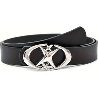 Stylish Oval Cross Metal Buckle Belt - Durable, Simple, and Universally Compatible - Unisex Gift Idea for Men and Women