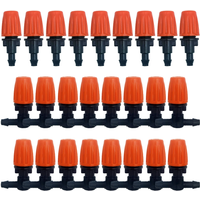 20PCS 1/4 Inches Nozzle Dripper Watering Sprayer Misting Atomizing Sprinkler Garden Drip Irrigation System w/ Hose Tee Connector