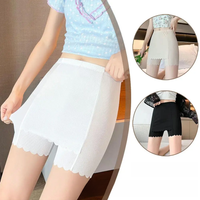 Double Layer Ice Silk Safety Pants Summer Women Invisible Under Skirt Shorts Front Crotch Anti-Chafing Underwear Shorts 2 Size