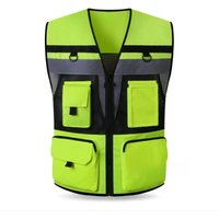 AliExpress NONE New Fluorescence Men's Waistcoat Jackets Vest Men Multi Pocket Photography Hiking Fish Vest Male Outdoor Traffic Safety Cycling