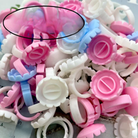 500Pcs Eyelash Extension Glue Rings Flower Shape Eyelash Extension Glue Holder Container Tattoo Pigment Lash Extension Supplies