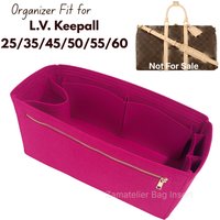 Felt Purse Organizer Insert for L.V. Keepall 25/35/45/50/55/60, Bag Liner for Tote Shopping Bag Shaper with Zipper Pocket Shaper
