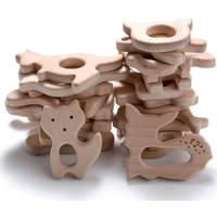 5Pcs/Lot Baby Pacifier Chain Chew Accessories Animal Shape Natural Beech Teething Wooden Teether Pendant Accessories