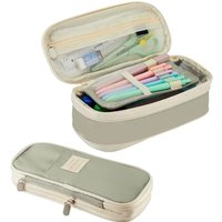 Solid Color Pencil Case Denim Polyester Fabric Zipper Pen Holder Bag Stationery Pouch School Office Supplies Gift Organizer Rule