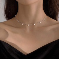Silver Color Round Piece Tassel Choker Necklaces Simple Niche Design Chains Ball Rock Lady Clavicle Chain Girl Party Jewelry