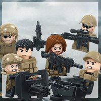 MOC Military War Mercenary Soldier Figures Weapons Building Blocks Gatling Guns Cannon Vest Helmet Backpack Box Bricks Toy Gifts