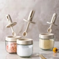Retractable seasoning box glass kitchen seasoning jar MSG sealed seasoning jar household salt jar seasoning bottle