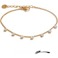 Yhpup Popular Stainless Steel Cubic Zirconia Chain Bracelet Bangle Gold Silver Color 18K PVD Plated Fashion Chic Jewelry