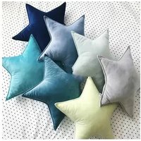 simple solid color velvet fabric star shaped cushion throw pillow backrest indoor birthday gift