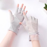 AliExpress Half Finger gloves for Women Ultra-thin Ice Silk Elastic Lace Anti Slip and Sun Protection for Driving and Cycling Half Gloves
