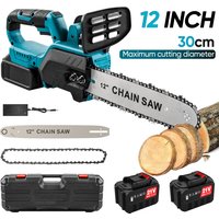 1500W 12-Zoll Bürstenlose Elektrische Kettensäge Kabellose Handkettensäge Wiederaufladbare Holzbearbeitungs-Kettensäge für 21V Akkupins