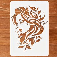 1PC A4 11.69×8.27inch Goddess Face Floral Stencil DIY Painting Template for Wall Fabric Wood Paper Home Decor Crafts