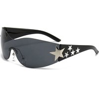 AliExpress gootrades Y2k Star Decor Wrap-Around Sunglasses New Women 2000'S Punk Sun Glasses Brand Designer Eyewear Gogglr Men Sports Eyewear Oculos