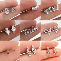 Fashion Musical Instrument Earrings Accordion Headphone Microphone Gitar Stainless Steel Earings for Women Girl Music Lover Gift
